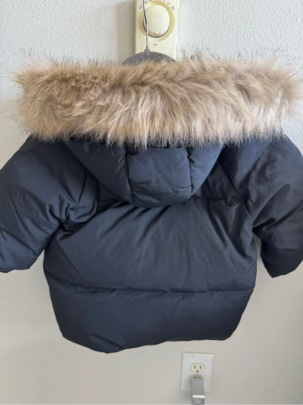 Zara Black Kids Puffer Jacket with Faux Fur Trim Hood
